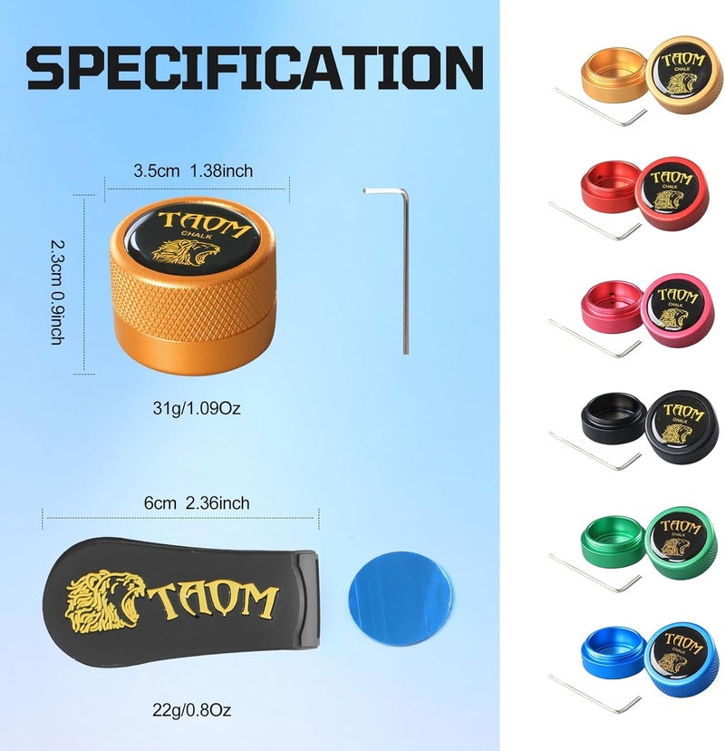Banly TAOM Round Shaped Pool Chalk Holder, Portable Pool Chalk Cubes, Magnetic Mini Chalk Holder Pool Billiards, Pool Cue Chalk Case Container Box for Billiard Cue Tip Tool Pool Table Snooker Accessories - Image 5
